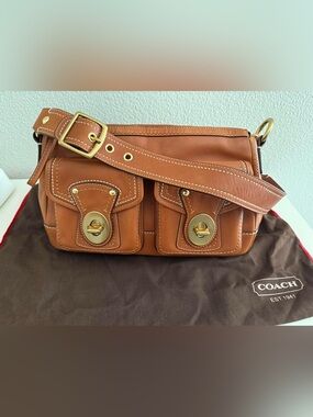 RARE Vintage Coach Legacy Turnlock Shoulder Bag Whiskey Leather Mint F12868